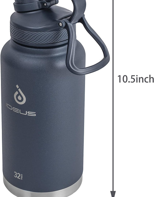 Load image into Gallery viewer, Insulated Stainless Steel Water Bottle with 2 Leak-Proof Lids, Thermal Water Flask for Hiking Biking, 32Oz, Navy Blue
