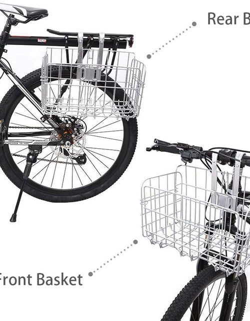 Load image into Gallery viewer, Folding Rear Bike Basket Wire Mesh Fold-Up Detchable Front Bag Rear Hanging Bike Basket Bicycle Bag Cargo Rack for Mountain Bike Accessories Bike Frame Basket 1 Pack
