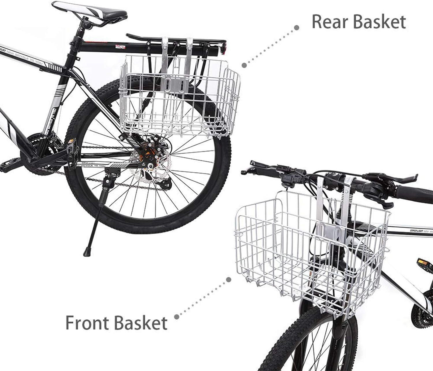 Folding Rear Bike Basket Wire Mesh Fold-Up Detchable Front Bag Rear Hanging Bike Basket Bicycle Bag Cargo Rack for Mountain Bike Accessories Bike Frame Basket 1 Pack