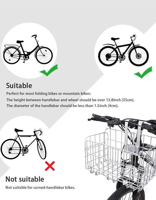 Load image into Gallery viewer, Folding Rear Bike Basket Wire Mesh Fold-Up Detchable Front Bag Rear Hanging Bike Basket Bicycle Bag Cargo Rack for Mountain Bike Accessories Bike Frame Basket 1 Pack
