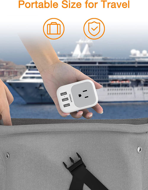 Load image into Gallery viewer, USB Charger Block,  USB Plug Adapter with Electrical 4 Box Splitter 3 USB Wall Charger Ports, Multi Plug Outlet Extender Charging for Cruise, Travel, Office, Dorm Essentials
