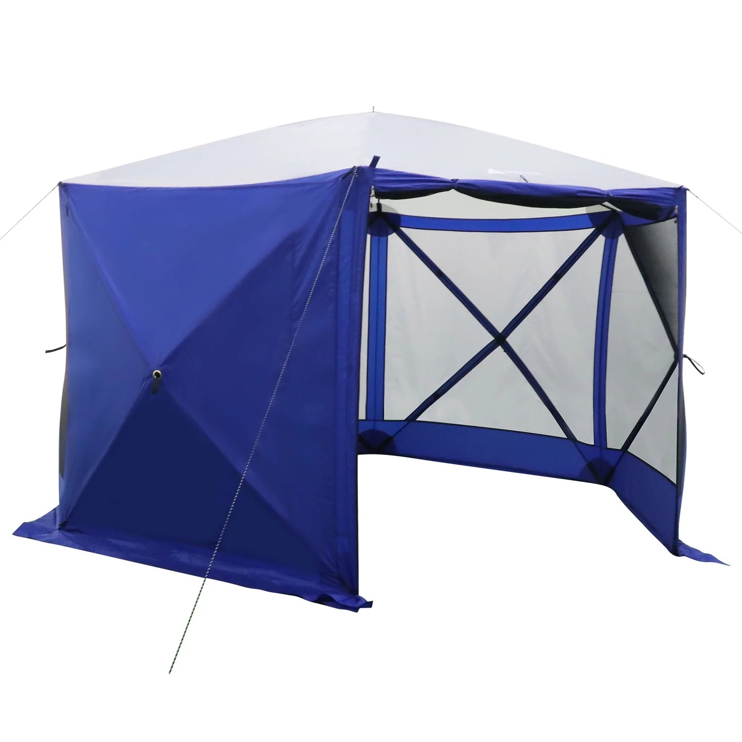 6 Hub Outdoor Camping 11'X10'X88.5" Screen House, 1 Room, Blue