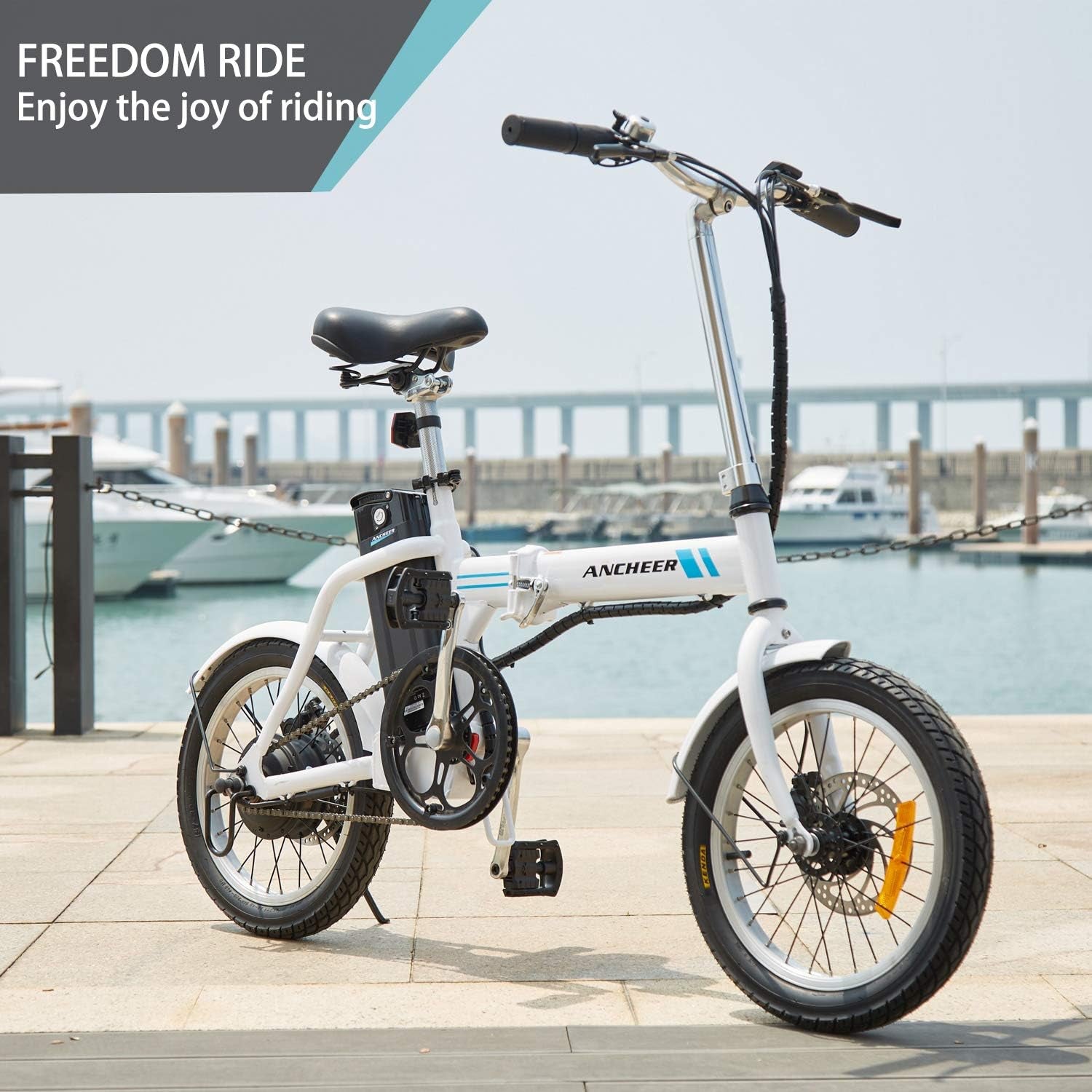 Folding Electric Bicycles, 16-Inch Electric Bike with 8Ah Removable Battery, 15-30 Miles Range Power-Assist City Ebikes for Adults