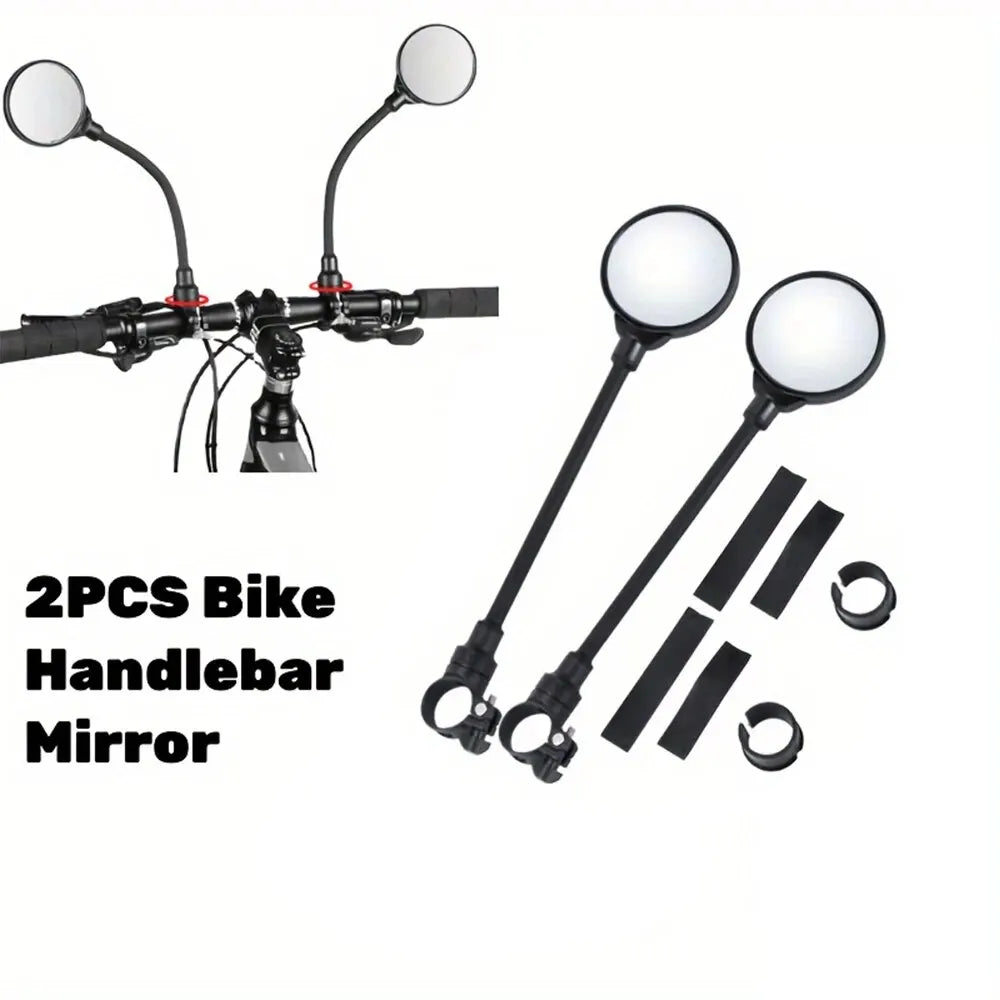 2PCS Bike Mirror Bike Handlebar Rearview Mirror Rotatable and Adjustable Wide Angle Rear View Shockproof Convex Mirror Universal