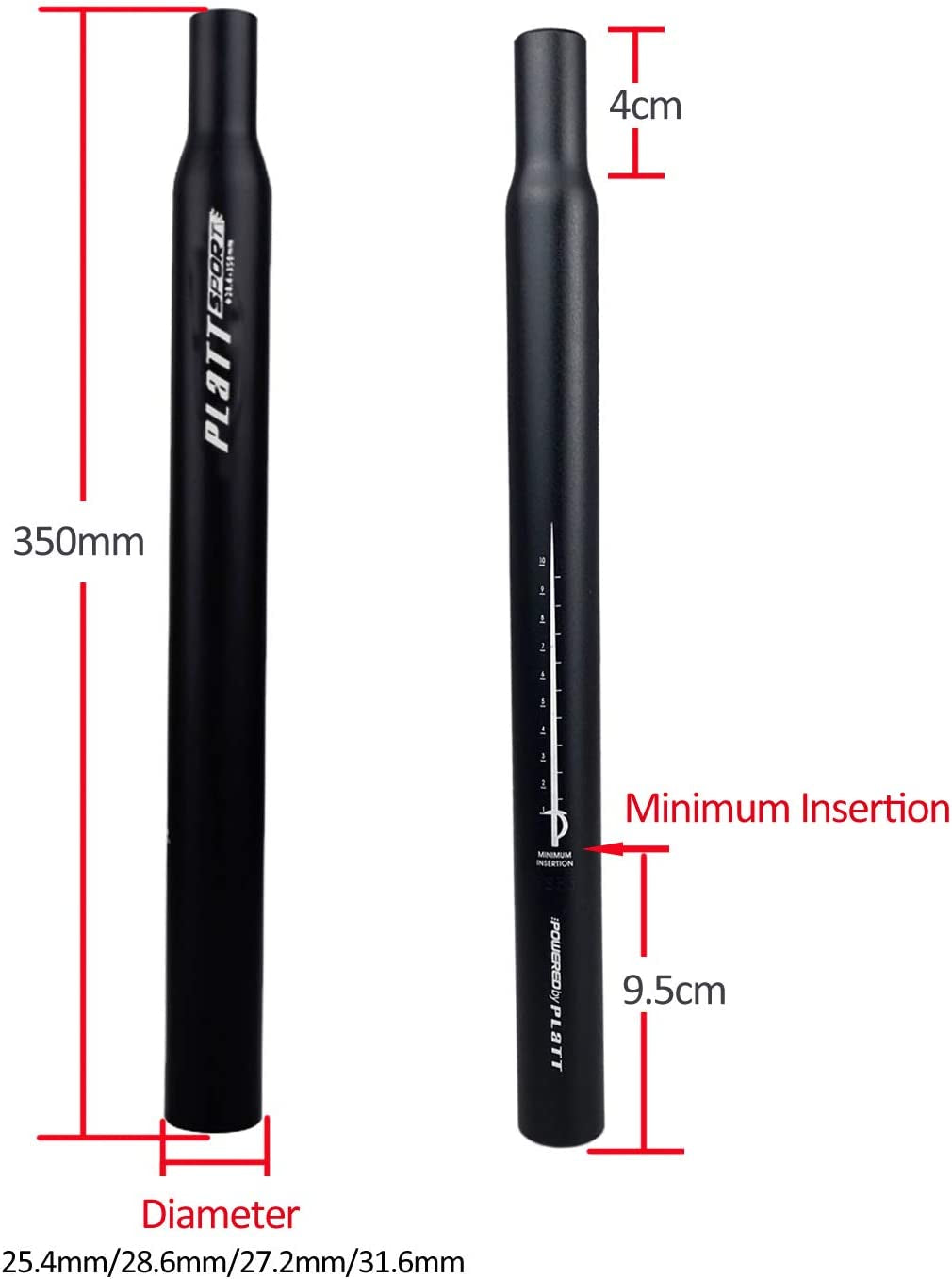 Bike Seatpost 25.4/27.2/28.6/30.8/31.6 350Mm Aluminum Alloy Bicycle Seat Post for MTB Road Bike BMX