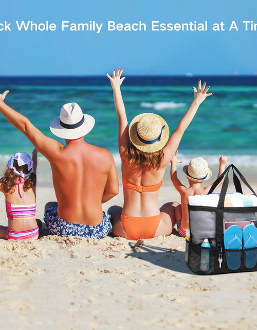 Load image into Gallery viewer, Mesh Beach Bag Family - Beach Tote 9 Pockets Beach Towel Bag
