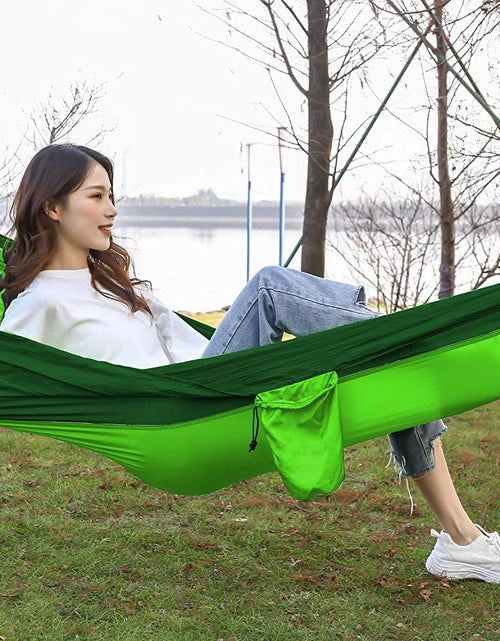 Load image into Gallery viewer, Double Camping Hammock Lightweight Parachute Nylon | Portable Hammocks with Tree Straps | Hammock 2 Person Heavy Duty | Hammock Backpacking for Camping, Backyard, Hiking, Beach
