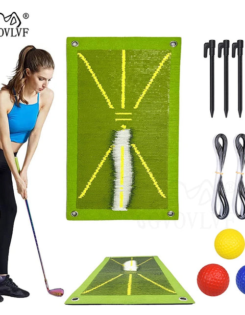 Load image into Gallery viewer, Golf Training Mat for Swing Detection Batting Analysis Swing Path Golf Training Portable Golf Practice Mat for Indoor Outdoor
