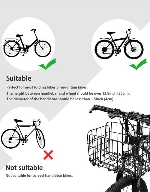 Load image into Gallery viewer, Folding Rear Bike Basket Wire Mesh Fold-Up Detchable Front Bag Rear Hanging Bike Basket Bicycle Bag Cargo Rack for Mountain Bike Accessories Bike Frame Basket 1 Pack
