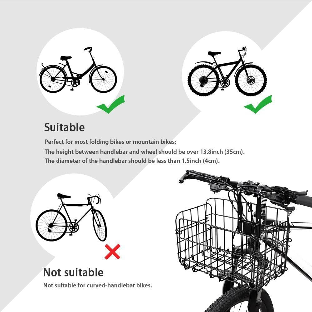 Folding Rear Bike Basket Wire Mesh Fold-Up Detchable Front Bag Rear Hanging Bike Basket Bicycle Bag Cargo Rack for Mountain Bike Accessories Bike Frame Basket 1 Pack