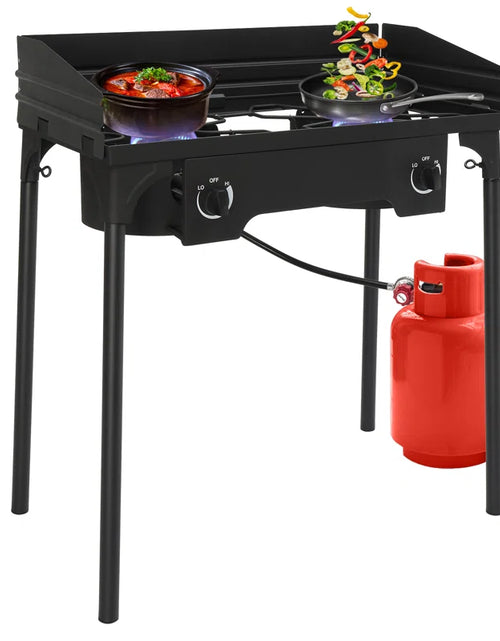 Load image into Gallery viewer, 2 - Burner High Pressure Propane Outdoor Stove with Windscreen
