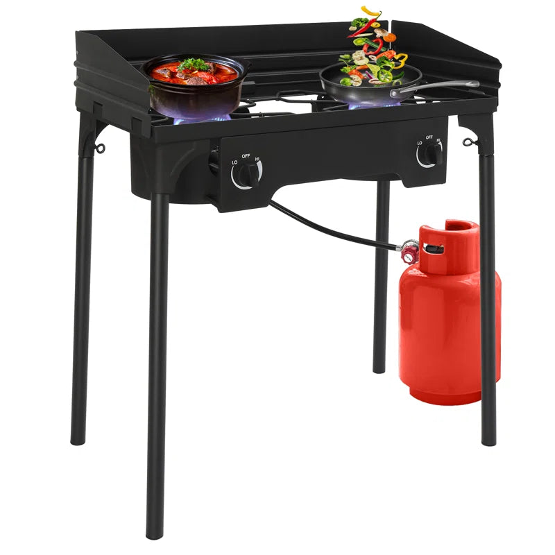 2 - Burner High Pressure Propane Outdoor Stove with Windscreen