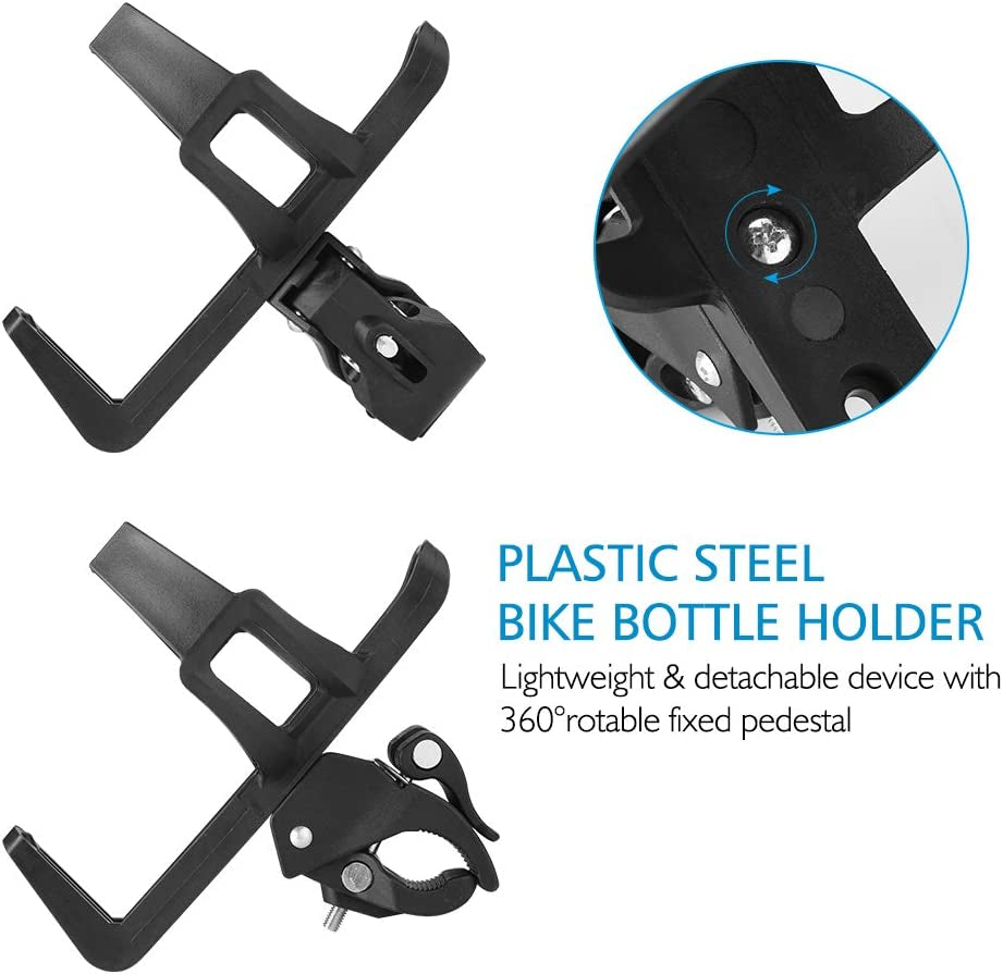 Bike Water Bottle Holders No Screws, Universal Bike Cup Holder, 360 Degree Rotatable Bike Water Bottle Cage, Water Bottle Holders for Kids Bike Adult Bike, Black