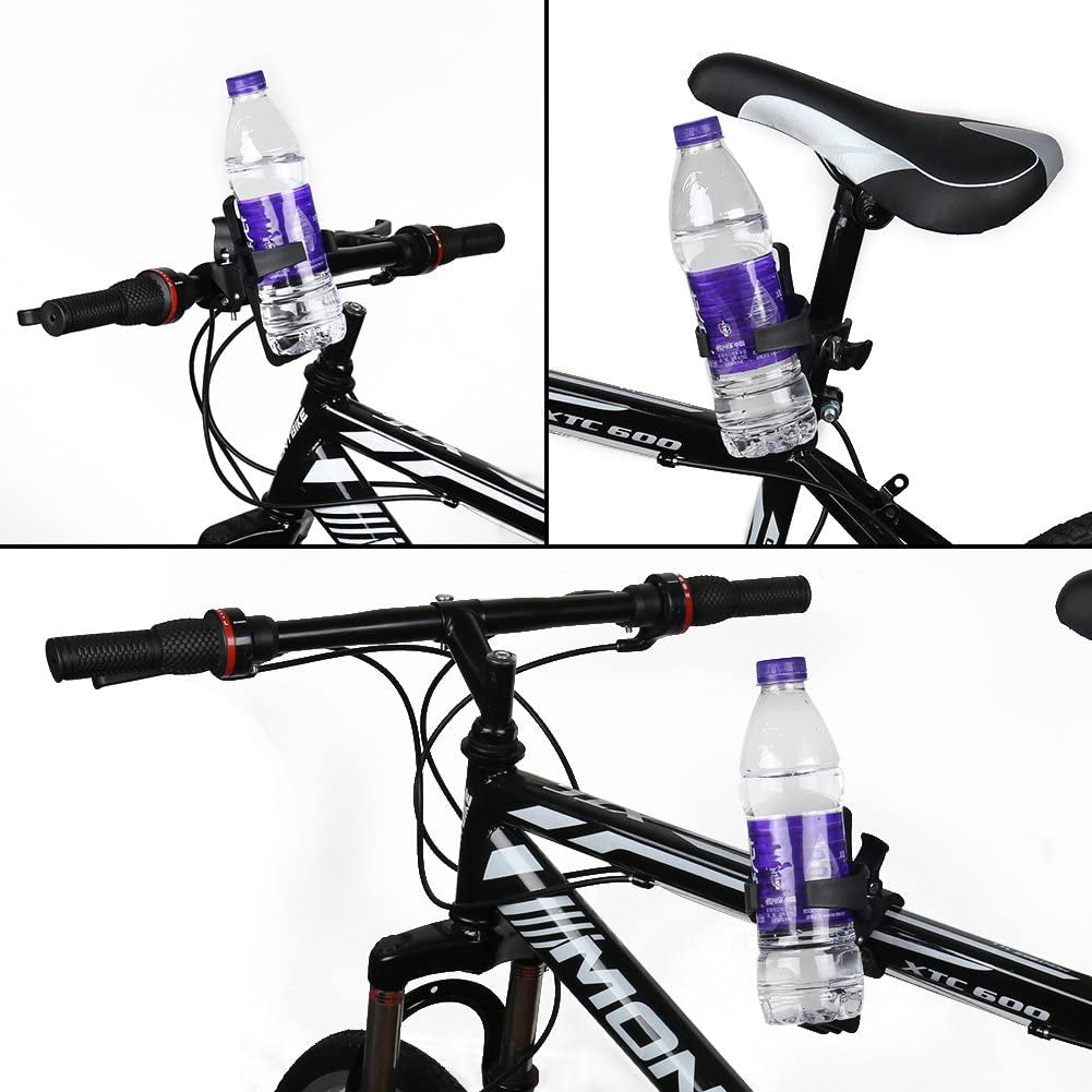 Bike Water Bottle Holders No Screws, Universal Bike Cup Holder, 360 Degree Rotatable Bike Water Bottle Cage, Water Bottle Holders for Kids Bike Adult Bike, Black