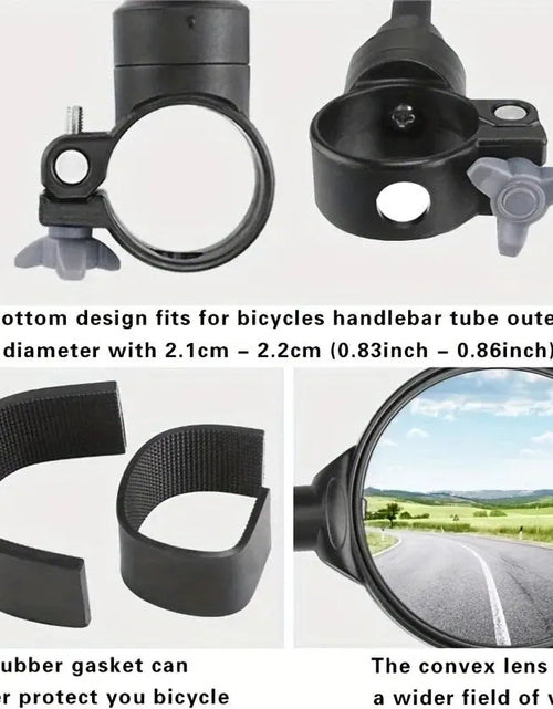 Load image into Gallery viewer, 2PCS Bike Mirror Bike Handlebar Rearview Mirror Rotatable and Adjustable Wide Angle Rear View Shockproof Convex Mirror Universal
