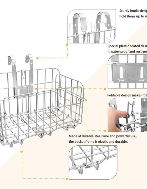 Load image into Gallery viewer, Folding Rear Bike Basket Wire Mesh Fold-Up Detchable Front Bag Rear Hanging Bike Basket Bicycle Bag Cargo Rack for Mountain Bike Accessories Bike Frame Basket 1 Pack

