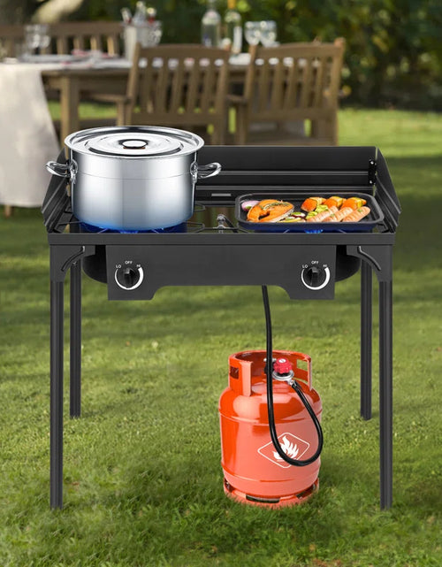 Load image into Gallery viewer, 2 - Burner High Pressure Propane Outdoor Stove with Windscreen
