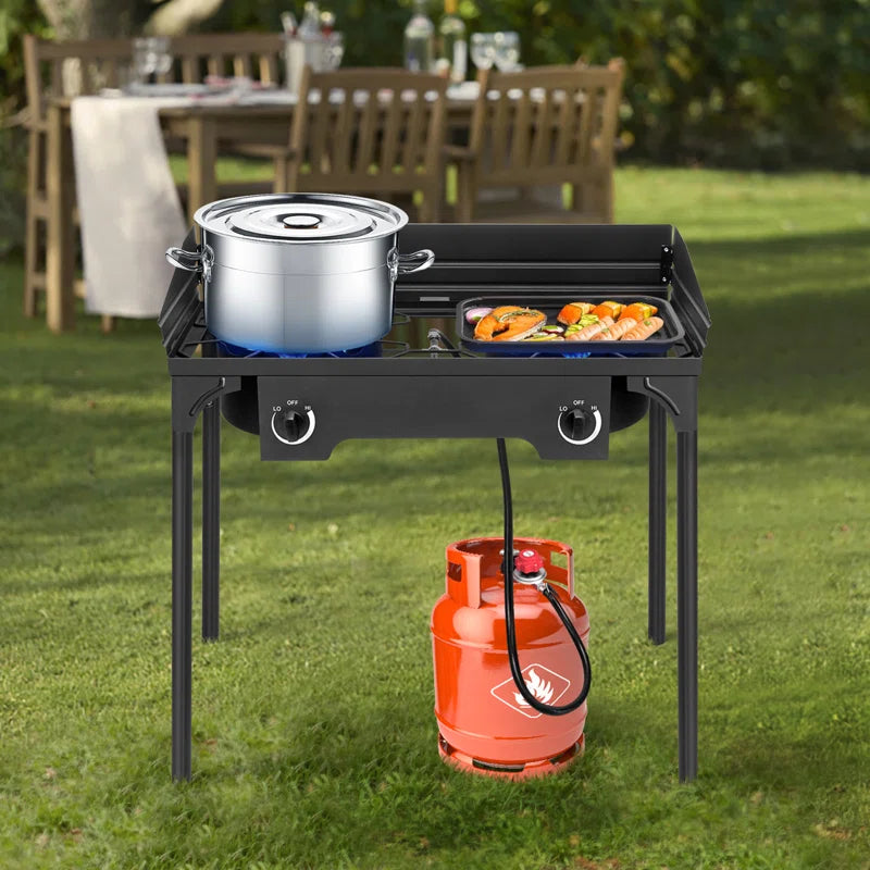 2 - Burner High Pressure Propane Outdoor Stove with Windscreen