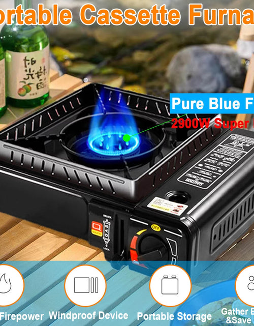 Load image into Gallery viewer, Portable Camping Stove，Butane Stove with Wind Baffle，Portable Camping Stove for Outdoor Cooking, with Carrying Case Great for Emergency Preparedness Kit
