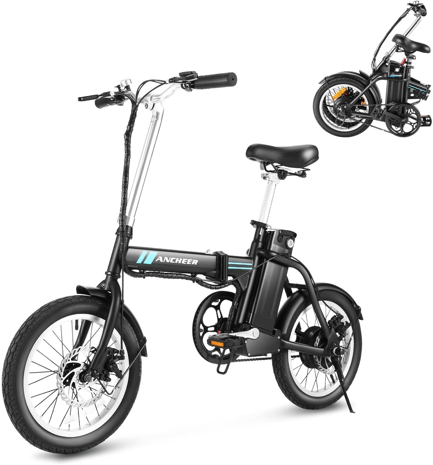 Folding Electric Bicycles, 16-Inch Electric Bike with 8Ah Removable Battery, 15-30 Miles Range Power-Assist City Ebikes for Adults