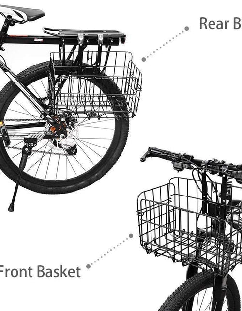 Load image into Gallery viewer, Folding Rear Bike Basket Wire Mesh Fold-Up Detchable Front Bag Rear Hanging Bike Basket Bicycle Bag Cargo Rack for Mountain Bike Accessories Bike Frame Basket 1 Pack
