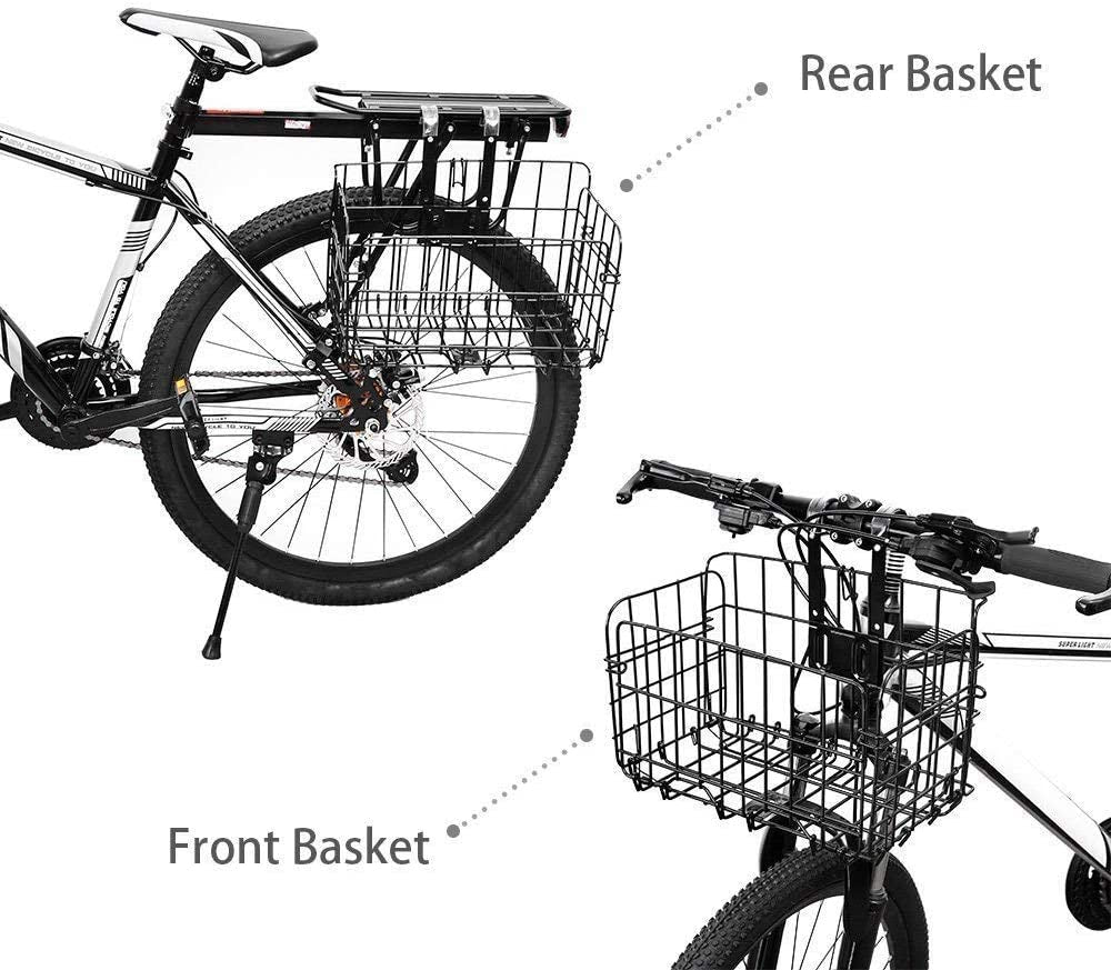 Folding Rear Bike Basket Wire Mesh Fold-Up Detchable Front Bag Rear Hanging Bike Basket Bicycle Bag Cargo Rack for Mountain Bike Accessories Bike Frame Basket 1 Pack