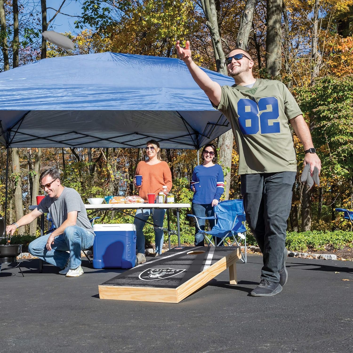 NFL Pro Football 2' X 4' Wood Direct Print Tournament Cornhole Set by , Comes with 8 Bean Bags - Perfect for Tailgate, Outdoor, Backyard