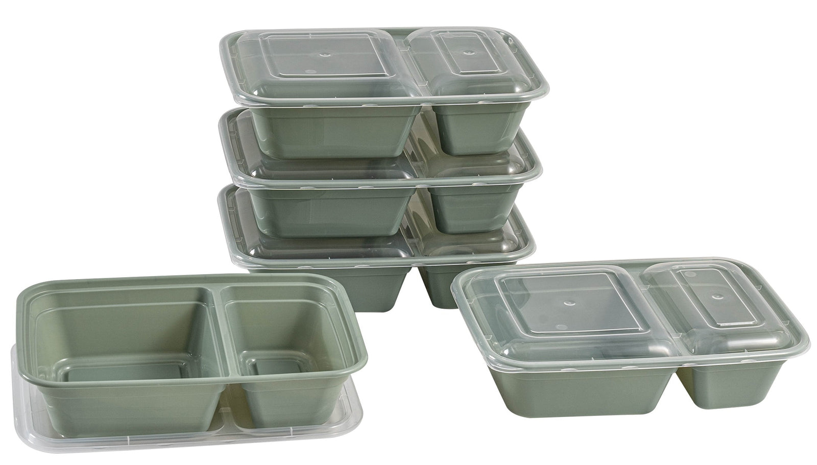 10 Piece 2 Compartment Meal Prep Food Storage Containers, Green