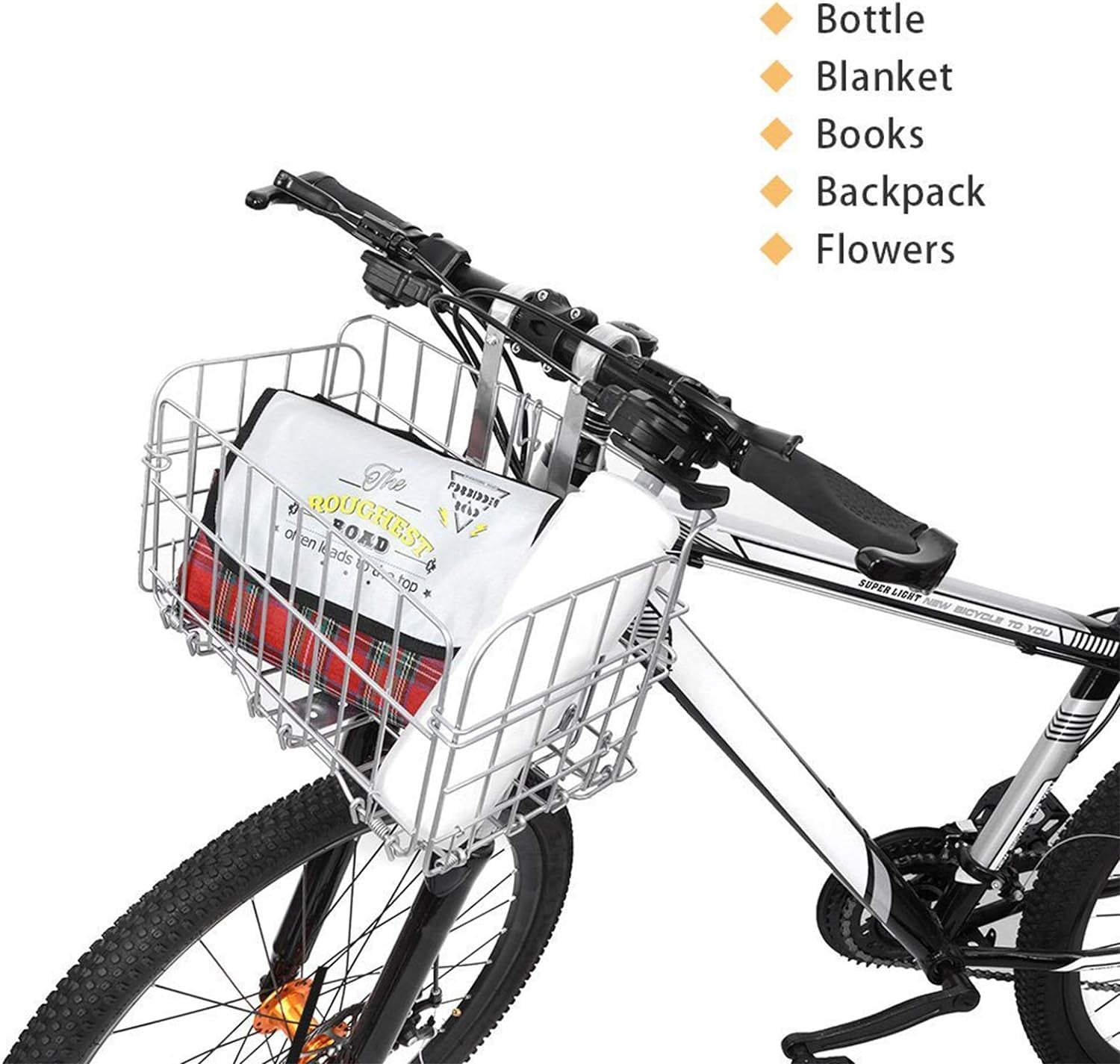 Folding Rear Bike Basket Wire Mesh Fold-Up Detchable Front Bag Rear Hanging Bike Basket Bicycle Bag Cargo Rack for Mountain Bike Accessories Bike Frame Basket 1 Pack