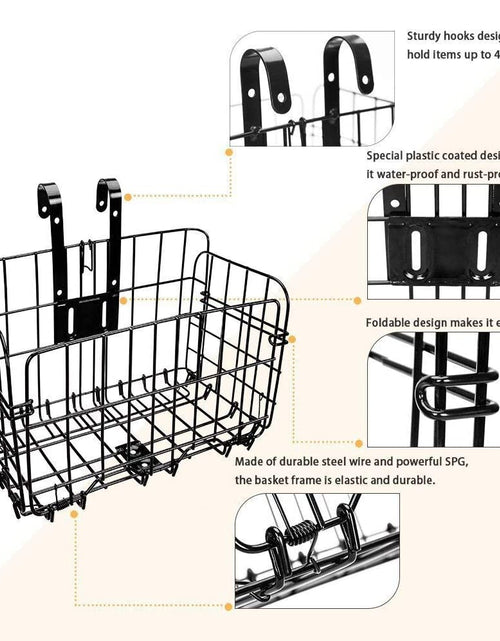 Load image into Gallery viewer, Folding Rear Bike Basket Wire Mesh Fold-Up Detchable Front Bag Rear Hanging Bike Basket Bicycle Bag Cargo Rack for Mountain Bike Accessories Bike Frame Basket 1 Pack
