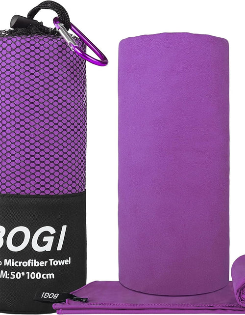 Load image into Gallery viewer, Microfiber Travel Sports Towel-Quick Dry, Soft Lightweight, Absorbent, Compact Towel for Camping Gym Beach Bath Yoga Swimming Backpacking (M:40&#39;&#39;X20&#39;&#39;-Purple)
