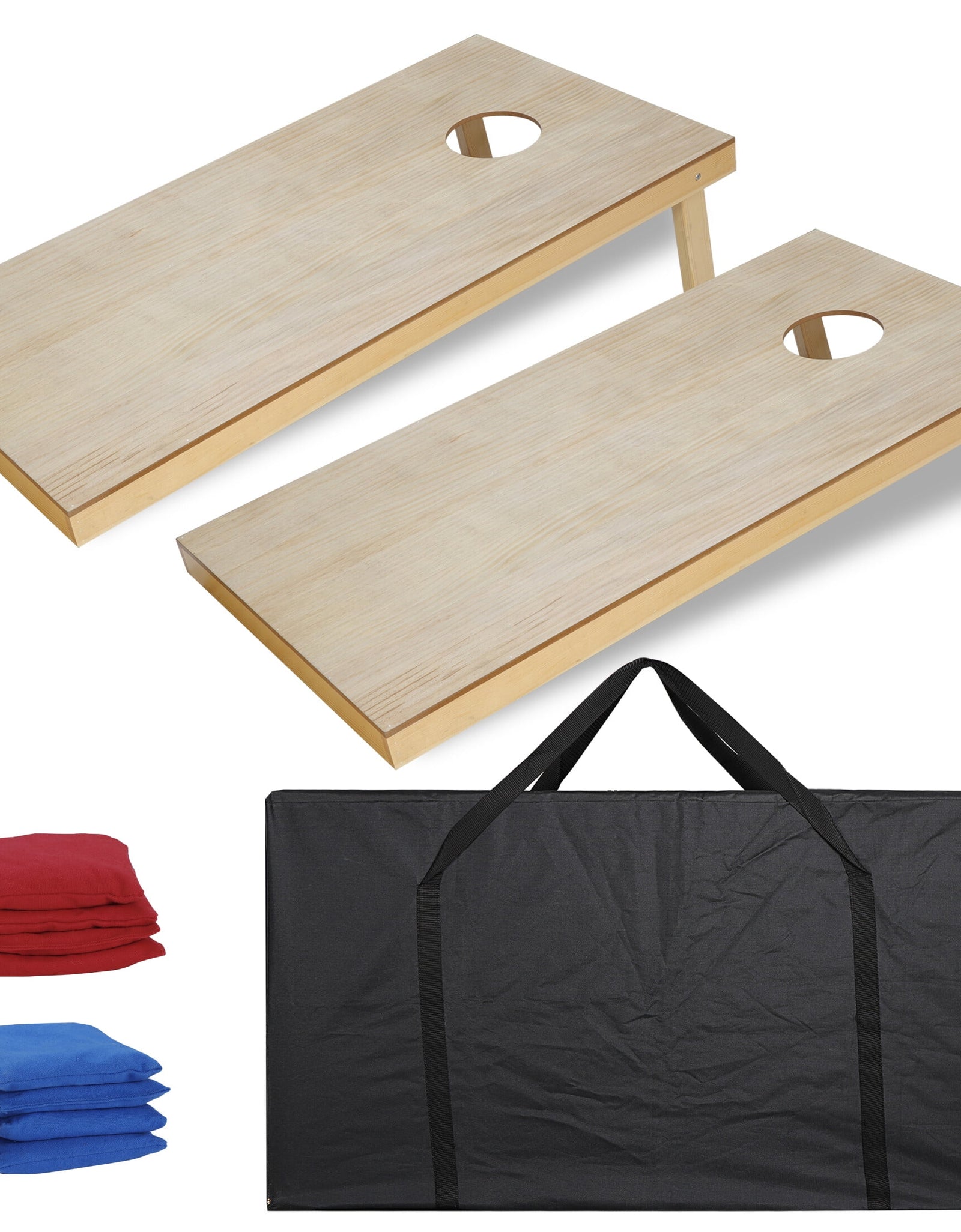 4' X 2' Portable Wood Cornhole Game Board Set W/8 Bean Bags & Carry Case