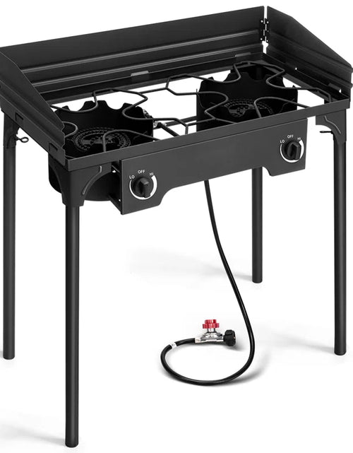 Load image into Gallery viewer, 2 - Burner High Pressure Propane Outdoor Stove with Windscreen
