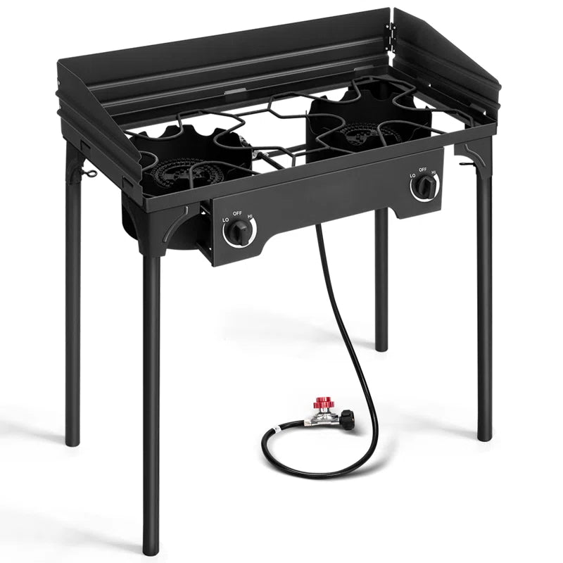 2 - Burner High Pressure Propane Outdoor Stove with Windscreen