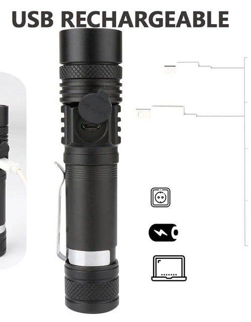 Load image into Gallery viewer, Super Bright 90000LM LED Tactical Flashlight Zoomable with Rechargeable Battery
