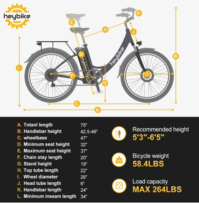 Cityscape Electric Bike 350W(Peak 500W) Electric City Cruiser Bicycle up to 40 Miles Removable Battery, 7-Speed and Dual Shock Absorber, 26" Electric Commuter Bike for Adults