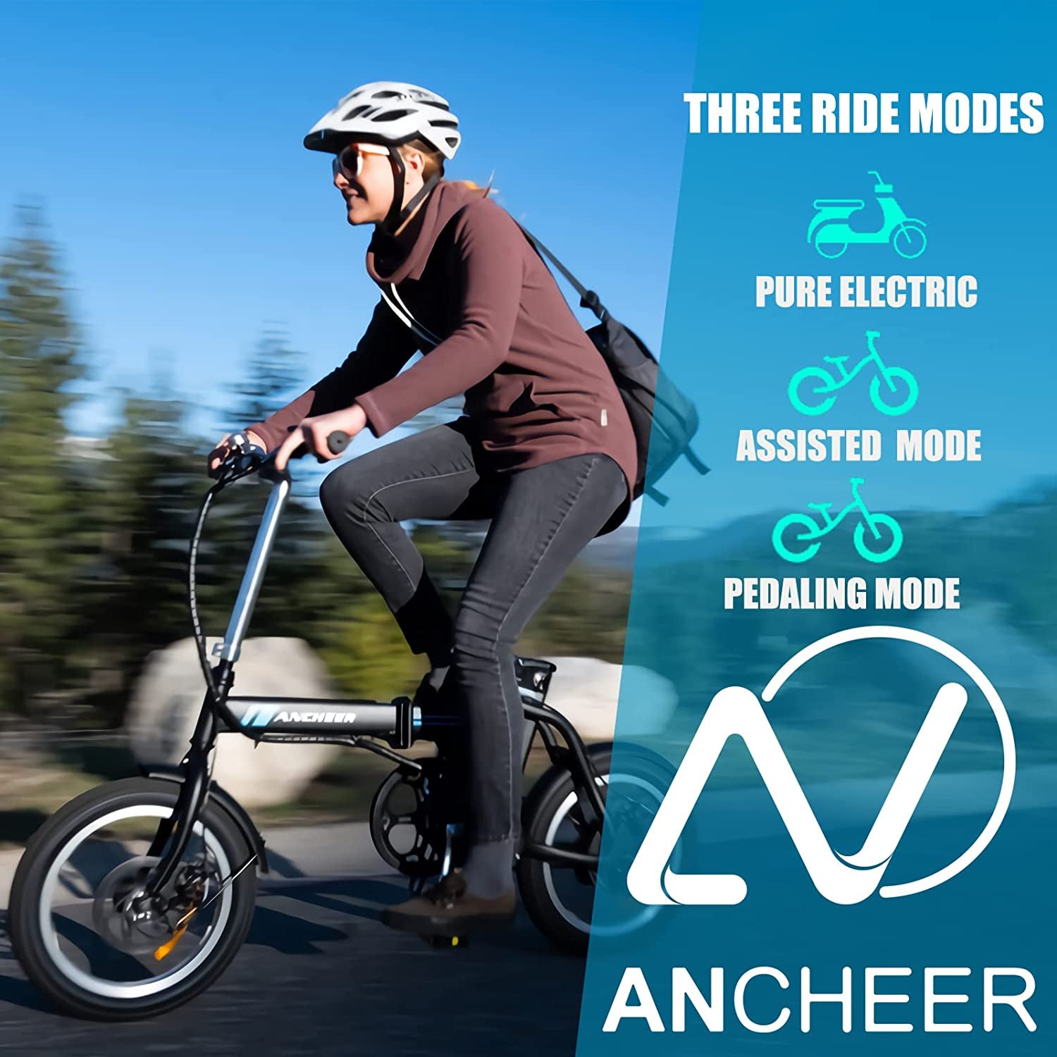 Folding Electric Bicycles, 16-Inch Electric Bike with 8Ah Removable Battery, 15-30 Miles Range Power-Assist City Ebikes for Adults