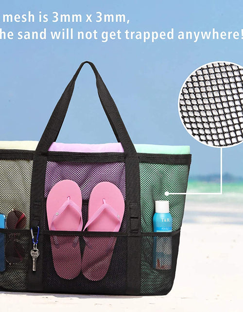 Load image into Gallery viewer, Mesh Beach Bag Family - Beach Tote 9 Pockets Beach Towel Bag
