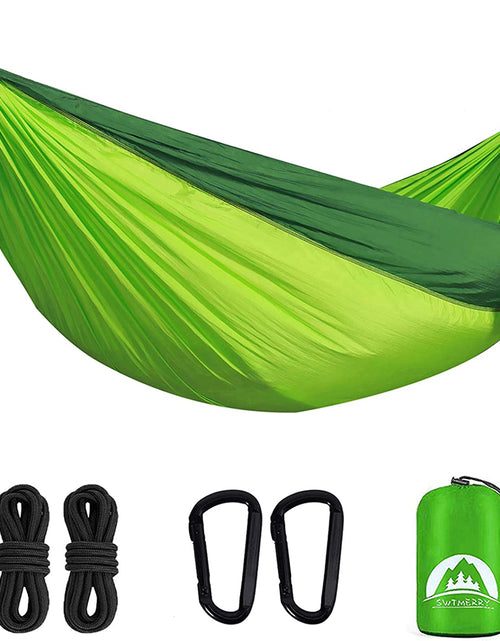 Load image into Gallery viewer, Double Camping Hammock Lightweight Parachute Nylon | Portable Hammocks with Tree Straps | Hammock 2 Person Heavy Duty | Hammock Backpacking for Camping, Backyard, Hiking, Beach
