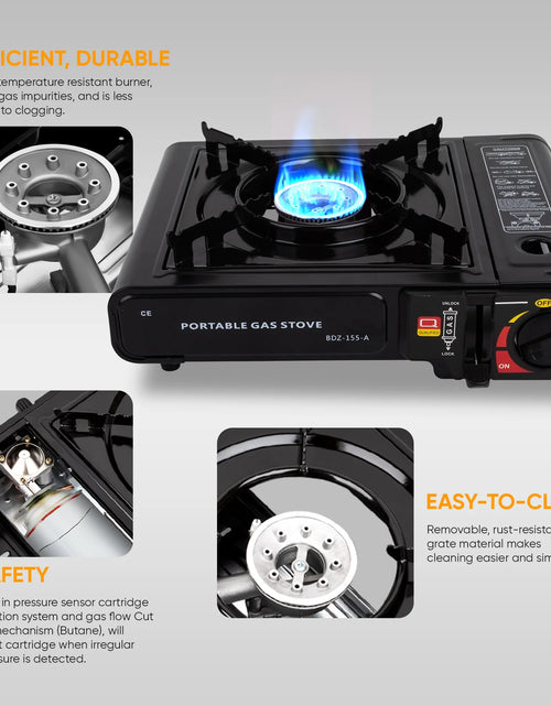 Load image into Gallery viewer, Camping Gas Stove, Butane, Portable Stove for Outdoor Cooking, 9,800 BTU, 3KW Power
