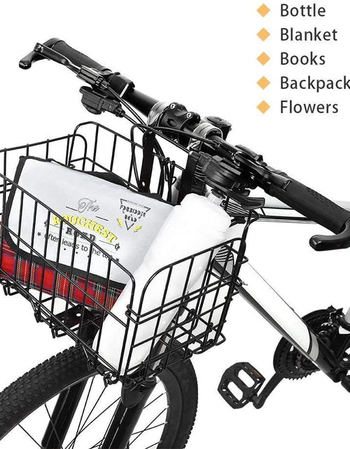 Load image into Gallery viewer, Folding Rear Bike Basket Wire Mesh Fold-Up Detchable Front Bag Rear Hanging Bike Basket Bicycle Bag Cargo Rack for Mountain Bike Accessories Bike Frame Basket 1 Pack
