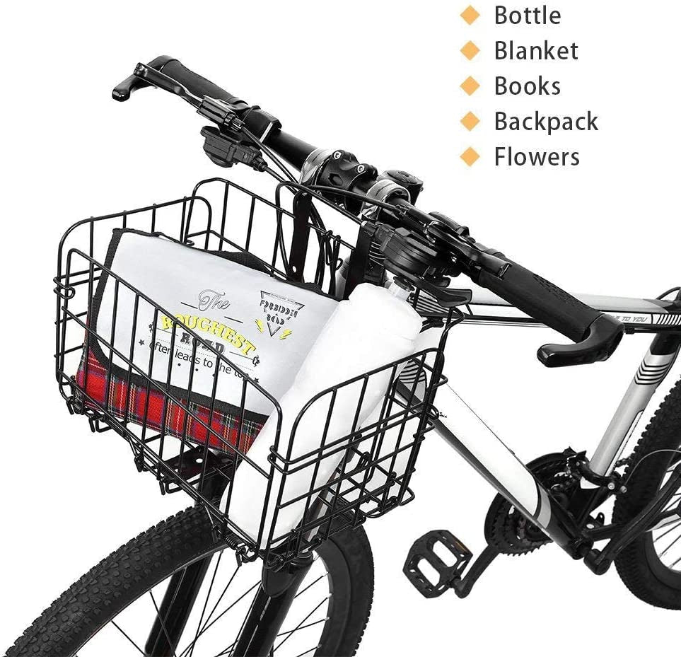 Folding Rear Bike Basket Wire Mesh Fold-Up Detchable Front Bag Rear Hanging Bike Basket Bicycle Bag Cargo Rack for Mountain Bike Accessories Bike Frame Basket 1 Pack