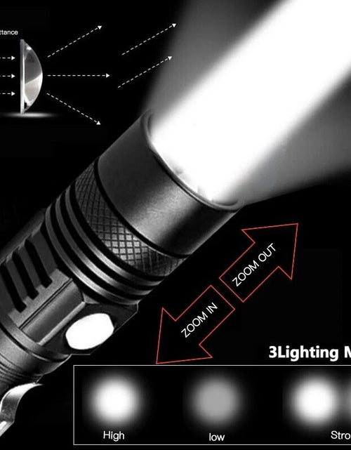 Load image into Gallery viewer, Super Bright 90000LM LED Tactical Flashlight Zoomable with Rechargeable Battery
