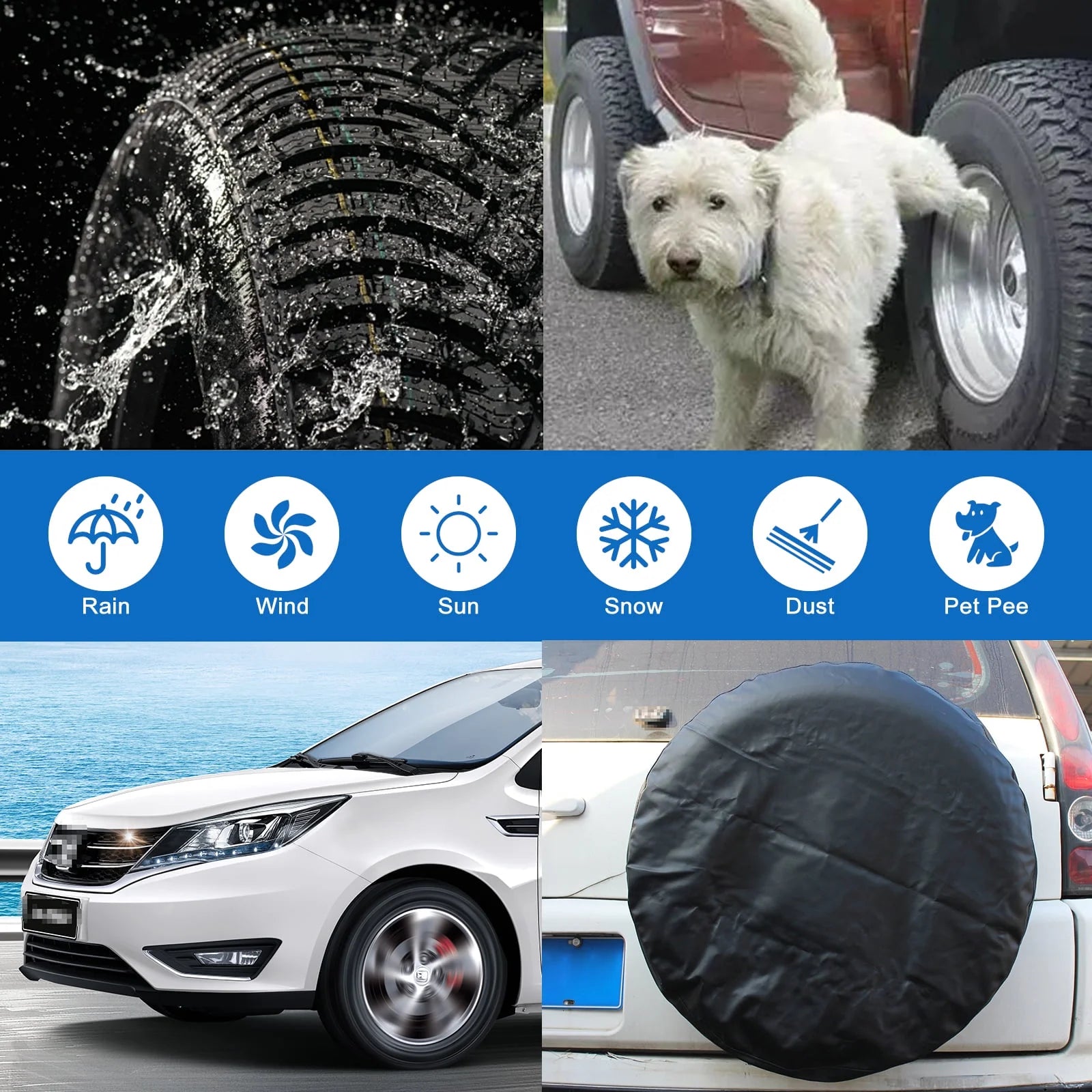 4Pcs Wheel Tire Covers,  Waterproof RV Wheel Covers Fit 27-29Inch Tire Diameters, UV Coating Tire Protectors for Motorhome, Trailers, Campers, Cars, Trucks, Black