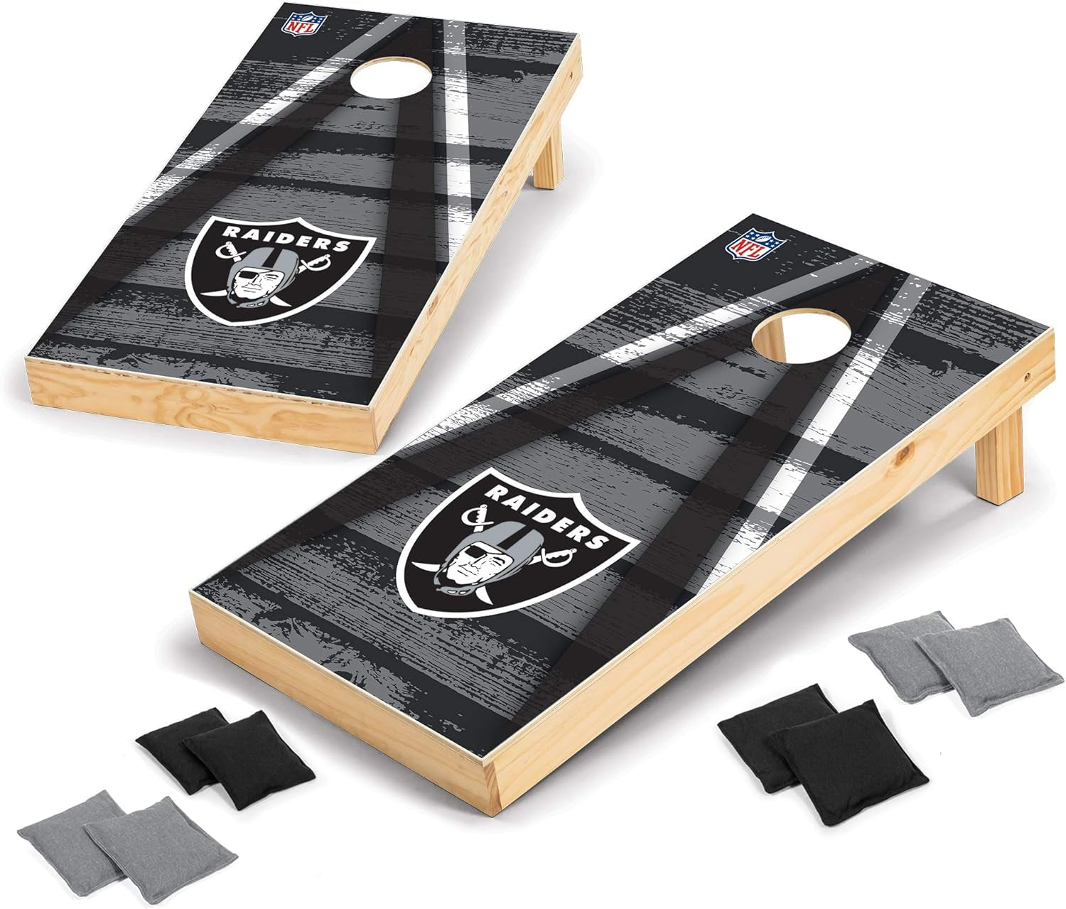 NFL Pro Football 2' X 4' Wood Direct Print Tournament Cornhole Set by , Comes with 8 Bean Bags - Perfect for Tailgate, Outdoor, Backyard